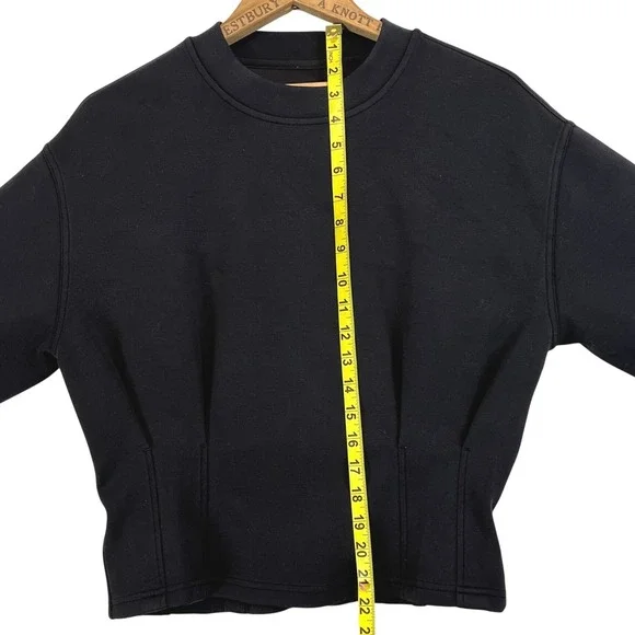 Lululemon Gathered Waist Crew Pullover Black Modal Sweatshirt W3EPBS Size 6 - Picture 6 of 8